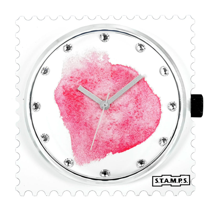 STAMPS Uhr Zifferblatt Aquarell rosa weiß