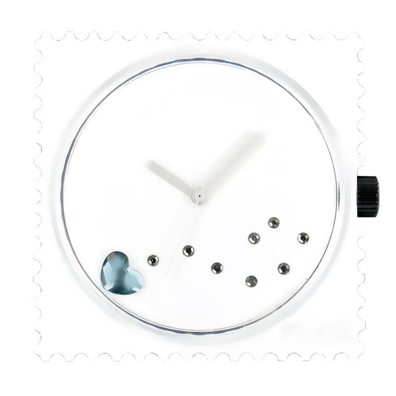 weiße Stamps Uhr mit Swarovski Steinen