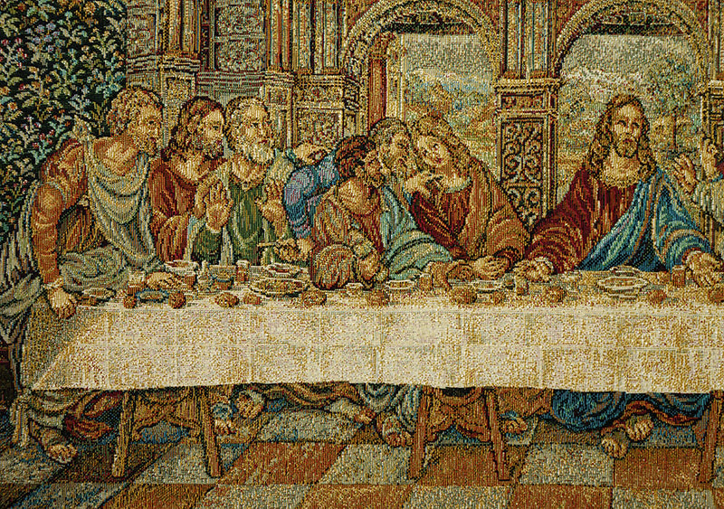 Belgian Tapestries, gewebter Wandbehang Gobelin Das letzte Abendmahl nach Leonardo da Vinci, 110 x 65cm Belgian Tapestries 