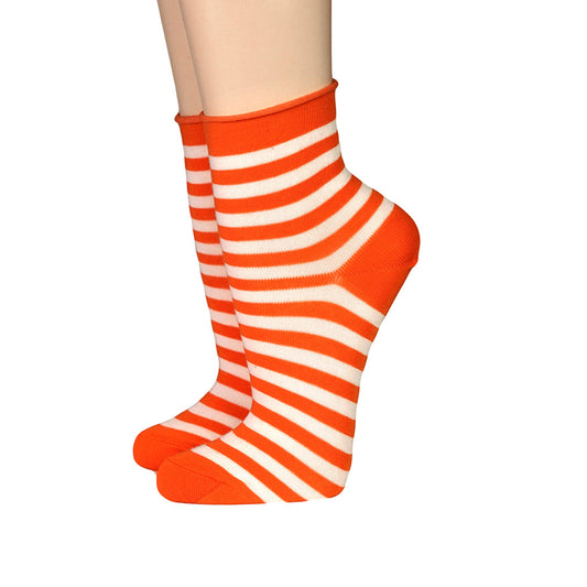 geringelte Kurzsocken orange weiß