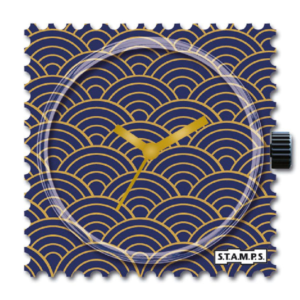 STAMPS Uhr Zifferblatt Ornament Wellen  blau