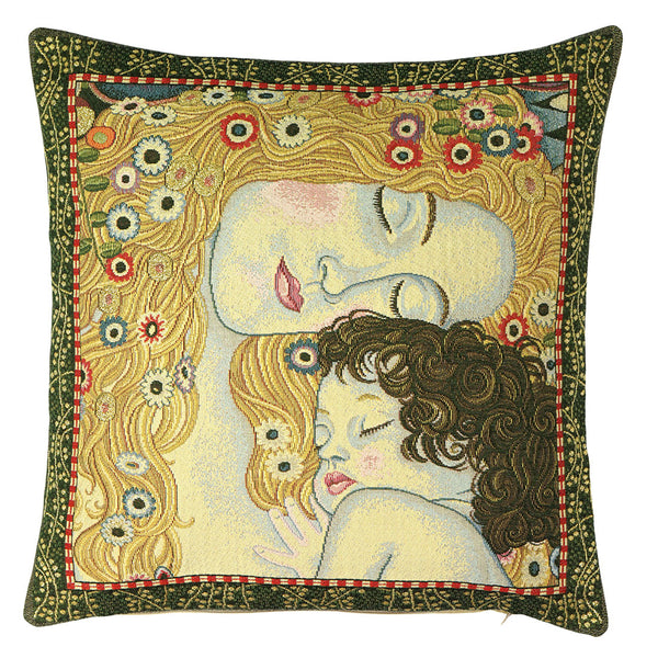 Belgian Tapestries Edle Kissenhülle, Les 3 Ages nach Gustav Klimt, 43 X 43 cm