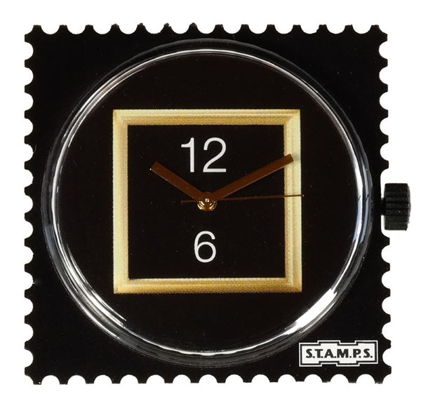 Zifferblatt in Briefmarkenform schwarz gold