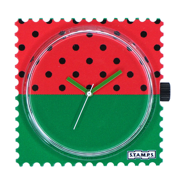 STAMPS Uhr Zifferblatt Melone rot grün