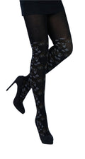 schwarze Strumpfhose mit Blüten Crönert