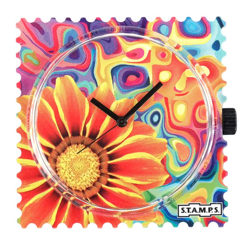 Stamps Uhr mit Blumen und bunten Reflektionen