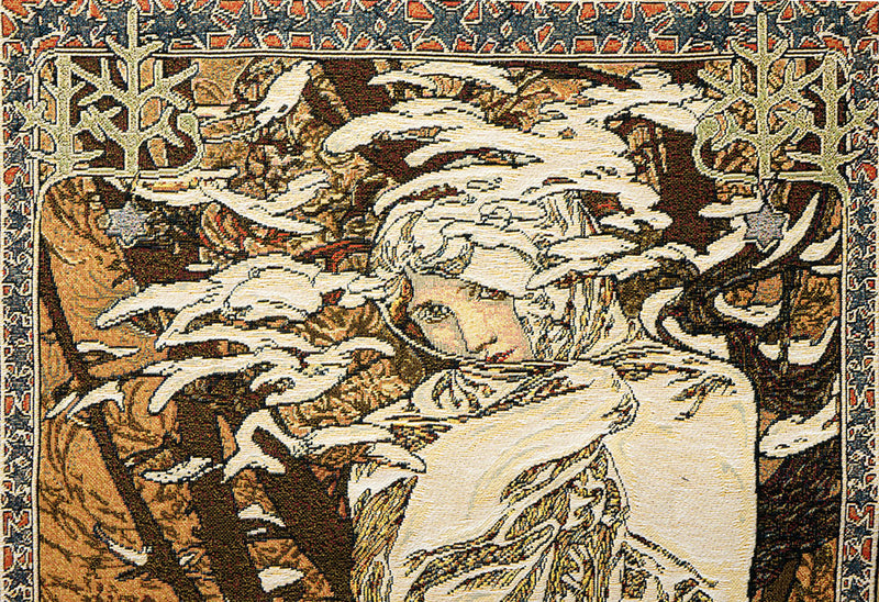 Belgian Tapestries Wandbehang Gobelin Der Winter nach A. Mucha 100 x 46 cm Belgian Tapestries 