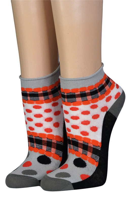 Crönert Kurzsocken Punkte auf grau