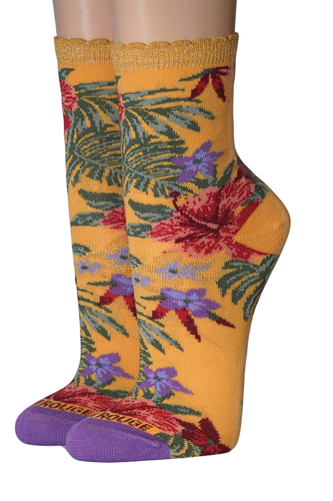 Ruban Rouge Damensocken Hawaii gelb 36-41