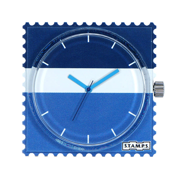 STAMPS Uhr Zifferblatt blau weiße Streifen
