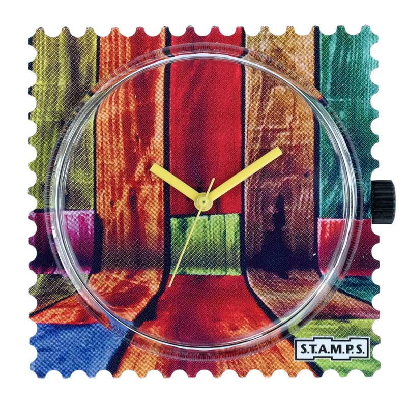 S.T.A.M.P.S. Uhr komplett - Zifferblatt Colorful Walls mit Armband Classic Red S.T.A.M.P.S. Komplett