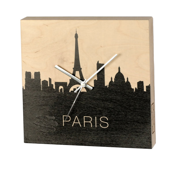 S.T.A.M.P.S. WOODCLOCK ® Made by Stamps - Wanduhr Paris