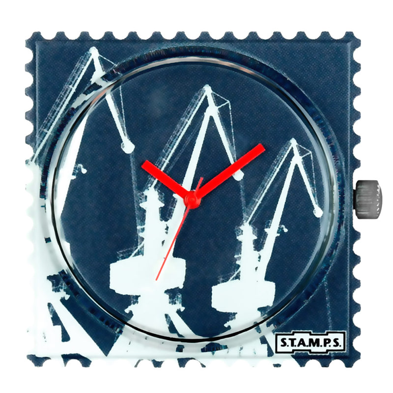 Stamps Uhr Kräne auf blau