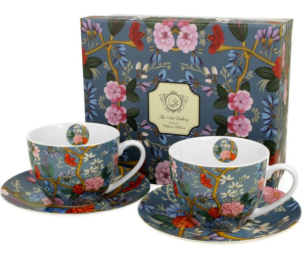 2 Tassen mit Untertasse William Kilburn Blue DUO Porzellan