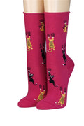 Crönert Damensocken pink mit Katzen
