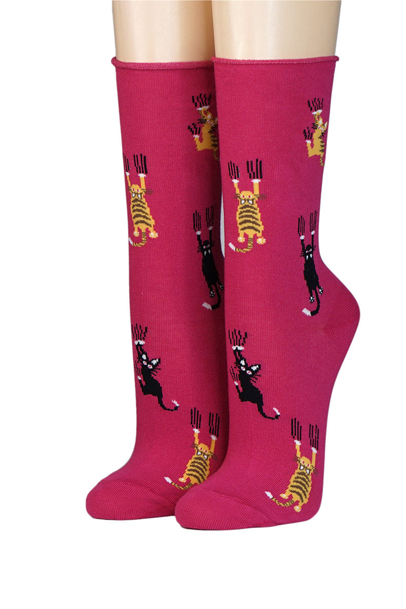 Crönert Damensocken pink mit Katzen