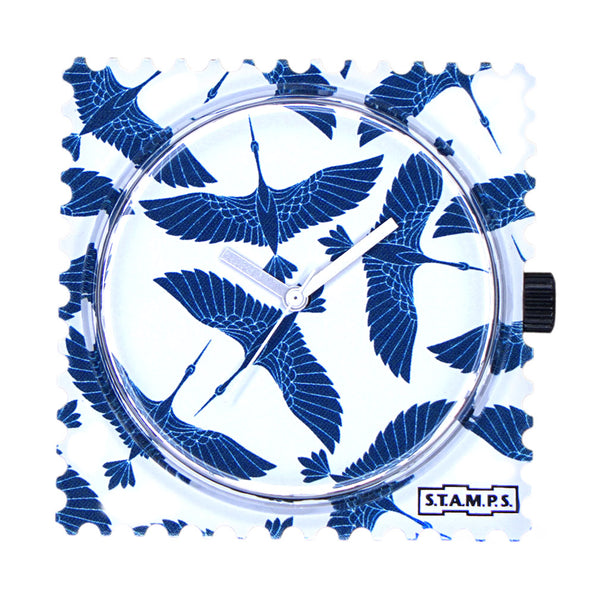 Stamps Uhr Kraniche fliegen  Storch blau